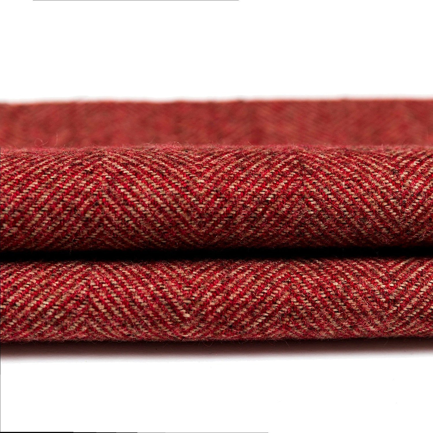 McAlister Textiles Herringbone Tweed | Stoff als Meterware in Rot | Per Meter | 140 cm Breite | traditionelles gewobenes Fischgräten-Muster für Polster, Kissen, Vorhänge