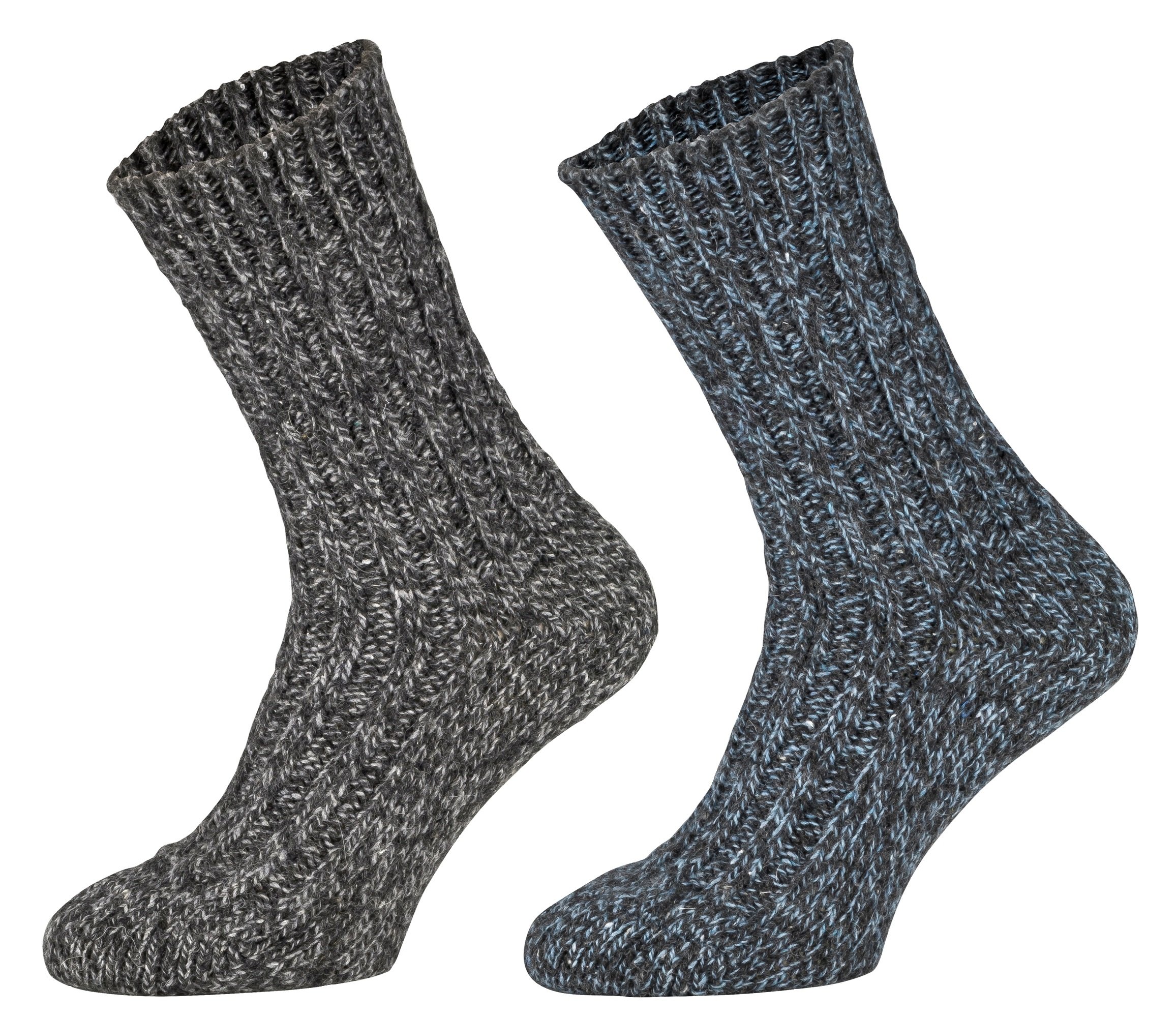 Tobeni 4 Paar warme Damen Herren Norweger Socken Wintersocken Schafwollsocken vorgewaschen Unisex Farbe 2x Anthrazit 2x Marine Grösse 43-46