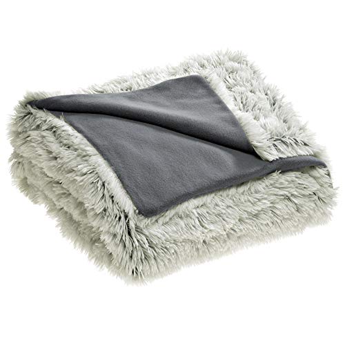 CelinaTex Shetland Bettwäsche 220 x 240 cm 3-teilig Creme grau Polar-Fleece Bettbezug Flokati Optik Bett Garnitur