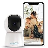 Uniarch Überwachungskamera Innen, 1080P WiFi Kamera überwachung innen, WLAN IP Kamera Indoor für Babyphone/Haustier, 360 Grad Hundekamera, 2-Wege-Audio, IR Nachtsicht, Bewegungserkennung mit App