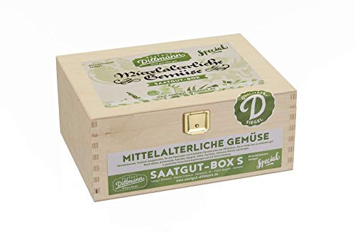 Saatgut Dillmann SBio07 Mittelalterliche Gemüse Saatgut-Box S Bio (Holzbox) (Bio-Samen-Set)