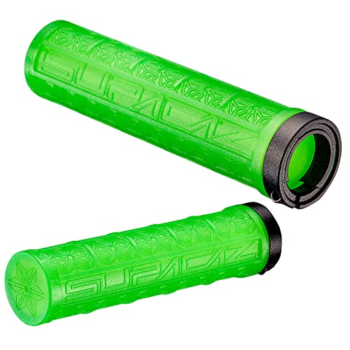 SUPACAZ Unisex-Adult Grizip Grip Lock-on-Paar Lenkergriffe Erwachsene-MTB-Lenker, Grün (Neongrün), Herstellergröße: 31,5 mm, Green, 32 mm