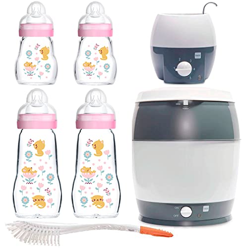 MAM Premium Set mit Glasflaschen Pink Starterset für Neugeborene Starter Flaschenset