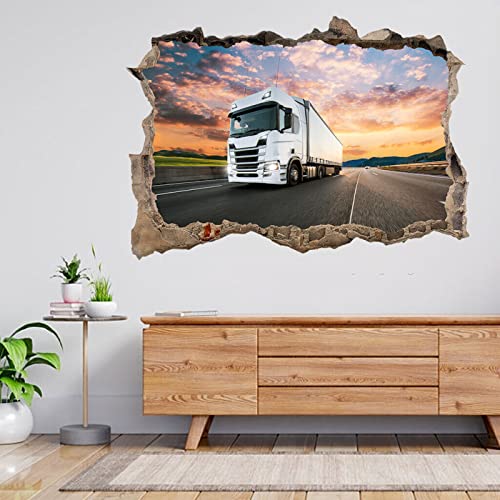 Wandaufkleber Poster Aufkleber 3D Wandbild Wandtattoo LKW-Container Autobahn LKW Zertrümmerte Ansicht A420