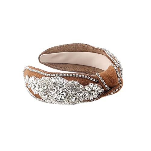 Mode Stirnbänder Flanell Wunderschönes Stirnband Mode Barock Strass Perle Haarband Damen Abschlussball Laufsteg Kopfbedeckung Brautstirnband (Color : A)