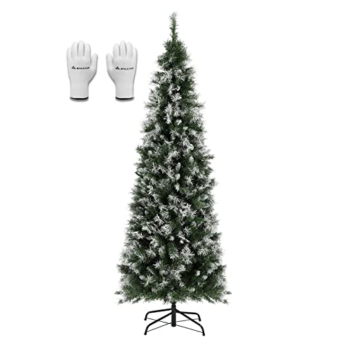 SALCAR Weihnachtsbaum Künstlich Weiss 180 cm, Künstlicher Tannenbaum Slim mit Handschuhen und Metallständer, als Weihnachtsdeko Innen
