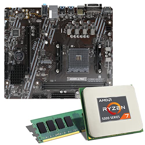 Mainboard Bundle | AMD Ryzen 7 5700G 8x3800 MHz, MSI A520M-A Pro, 16 GB DDR4-RAM, Radeon Graphics, 1x M.2 Port, 4X SATA 6Gb/s, USB 3.2 Gen1 | Tuning Kit | CSL PC Aufrüstkit