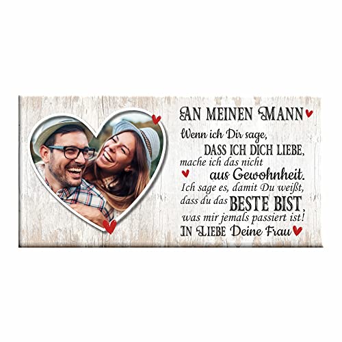 Personalisierte Leinwand mit Foto -An meinen Mann- Geschenkidee für den Partner I Valentinstag, Weihnachten & Geburtstag (40x20cm)