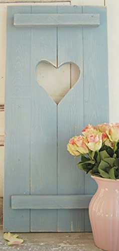 Landhaus Fensterladen Taubenblau mit Herz,Shabby antique chic Handgefertigt
