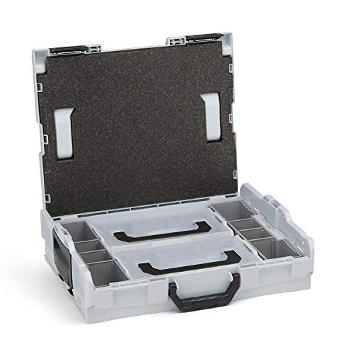 Bosch Sortimo L BOXX 102 | inkl. Insetboxenset 2x L BOXX Mini | Größe 1 in Lichtgrau | Werkzeugkoffer klein leer | Ideale Werkzeugaufbewahrung Box