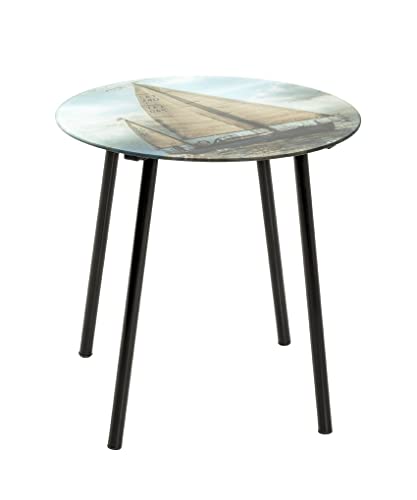 HAKU Möbel Beistelltisch, Stahl, schwarz-bunt, Ø: 41 x H: 41 cm