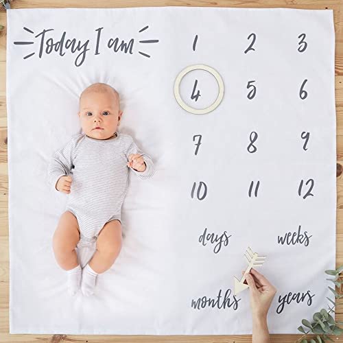 Ginger Ray White Fabric Baby Milestone Blanket 1 Stück, Package of 1