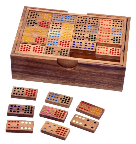 Domino Doppel 15 - Legespiel - Gesellschaftsspiel aus Holz mit 136 Spielsteinen