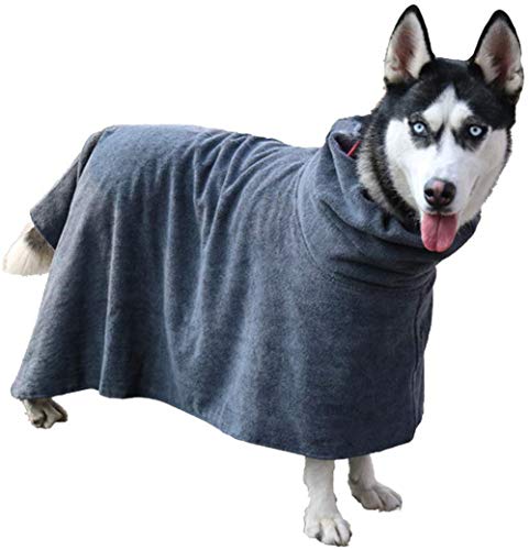 chenyu Hundebademantel für Haustiere, Mikrofaser, verstellbar, schnell trocknend, schnell trocknend, Schlafanzug mit Bauchgurt