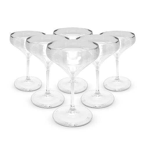 DOJA Barcelona | Kunststoff-Coupette Gläser | 40cl | Transparent | 6er Pack | Wiederverwendbare Hartplastik Coupé Gläser | transparentPolycarbonat Trinkgläser | Mehrweg Champagner Gläser