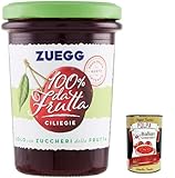 6x Zuegg Ciliegie 100% Frutta, Marmelade Kirschen 100% Frucht Konfitüre Brotaufstriche Italien 250g + Italian Gourmet polpa 400g