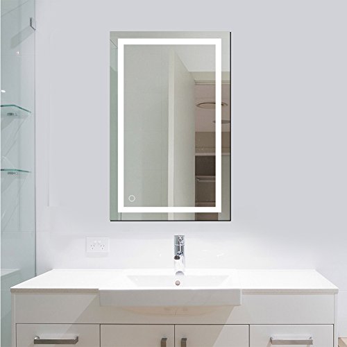 Sarah Badezimmerspiegel mit Beleuchtung, Rechteckiger Wandspiegel, Badspiegel mit Touchschalter, 100 * 60cm