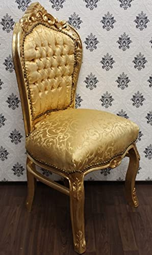 Casa Padrino Barock Esszimmer Stuhl Gold Muster/Gold - Antik Stil Barock Möbel