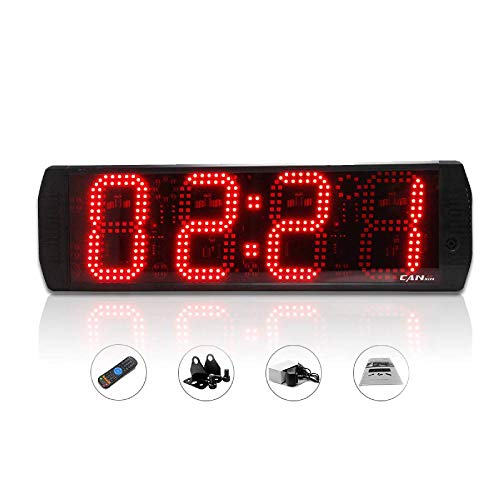 Huanyu 6" LED Countdown Uhr 4 Ziffern Lauf-Uhr wasserdichte Stoppuhr Countdown Clock Intervall Timer mit Fernbedienung& für Marathonlauf Sportveranstaltungen Wettbewerbe GS4T-6R (Rot)