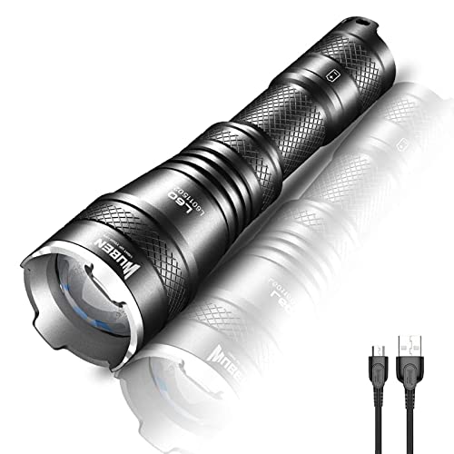 WUBEN Taschenlampe, 1200 Lumen, 5 Modi, zoombare Taschenlampe, IP68 wasserdichte LED-Taschenlampe, USB wiederaufladbar, tragbare Taschenlampe für Outdoor, Rettung, Camping
