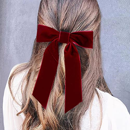 LCSD Haarschmuck Vintage Schwarz Rot Gro?e Samtschleife Haarspange Für Frauen M?dchen Lange Band Haarnadeln Koreanische Haarspange Haarschmuck