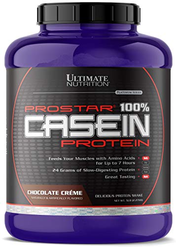 Ultimate Nutrition Prostar Micellar and Hydrolyzed Casein Protein Powder - Fat Free Overnight Muscle Growth and Recovery with BCAAs, 5 Pounds, Chocolate