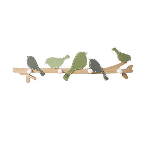 Verve Jelly Vögel auf Astaufhängung mit 4 Haken - Dekorativer Wandhaken aus Holz - Für Mäntel, Schlüssel, Kleidung (B)