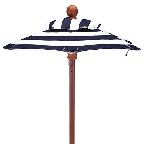 anndora Mini Tisch Sonnenschirm Dekoschirm 100 cm rund mit Winddach - Gestreift Blau Weiß
