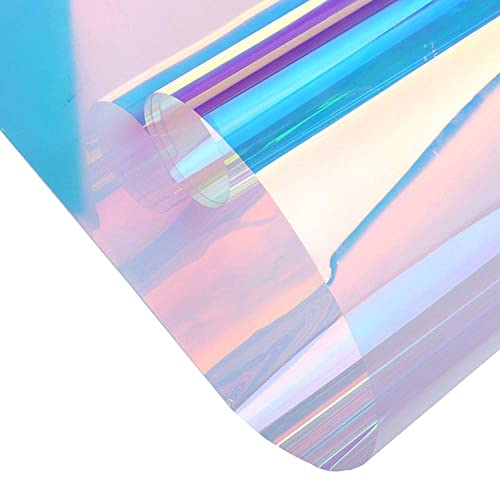 Window Film Rainbow Effect Iridescent Clear Film Holographic Vinyl Self Adhesive Solar Film for Home Glass Decoration 45x200cm Chill 1