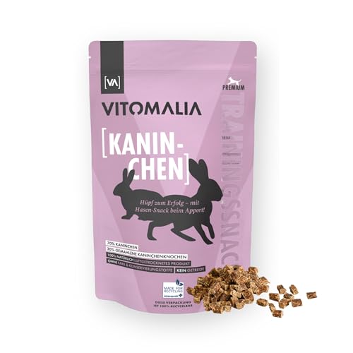 VITOMALIA® Kaninchen Trainingssnacks 500g für Hund | Intensiv duftende Hundeleckerli, Schonend Getrocknete Leckerlis für Hundetraining | Getreidefrei & Natürlich | Leckerli & Snacks für Hunde