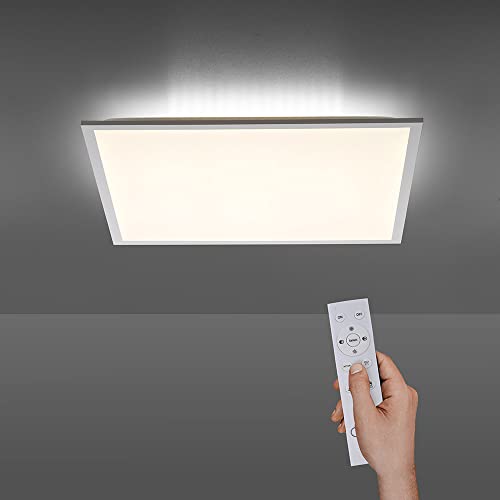 LED Panel flach, 62x62, dimmbare Decken-Lampe mit indirekter Deckenbeleuchtung | Farbtemperatur mit Fernbedienung einstellbar, warmweiss - kaltweiss | Decken-Leuchte für Wohnzimmer, Küche und Bad