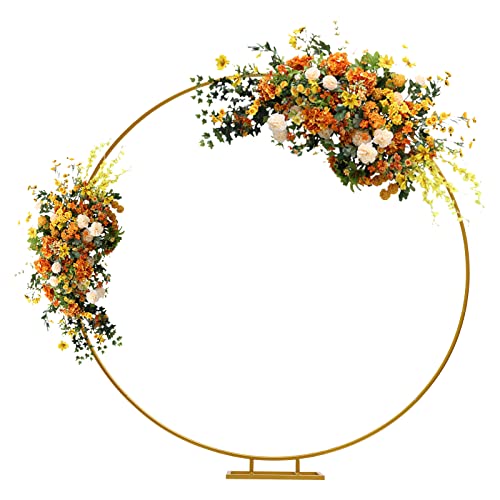 TouSuaRSi 2M Gold Hochzeitsbogen Rund Wedding Arch Stand Metal Eisen Hochzeit Bogen Runden Hintergrund Round Balloon Ring Arch Frame mit Sockel für Hochzeit, Geburtstag, Party, Wedding Dekoration