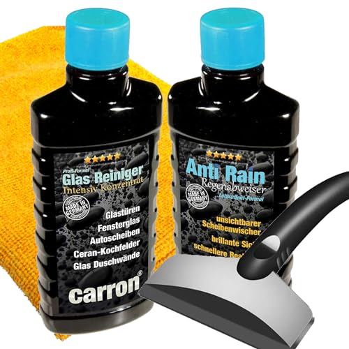 carron Anti-Rain Regenabweiser 2-in-1 Profi Set Autoscheibe Glasversiegelung für regenabweisenden Lotuseffekt Abperleffekt inkl. Tiefen-Reiniger und Versiegelung