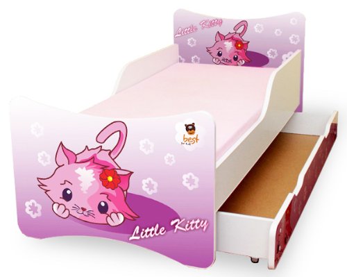Best For Kids Kinderbett mit Schaummatratze mit TÜV Zertifiziert 80x160 - Little Kitty MIT SCHUBLADE