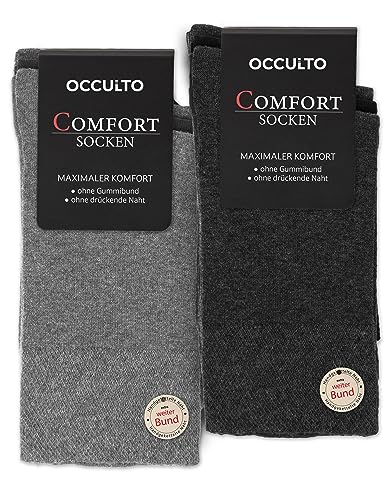 Occulto Herren Komfort Socken ohne Gummi & Naht 10er Pack (Modell: Philipp) 4 X Schwarz 3 X Anthrazit 3 X Grau 39-42