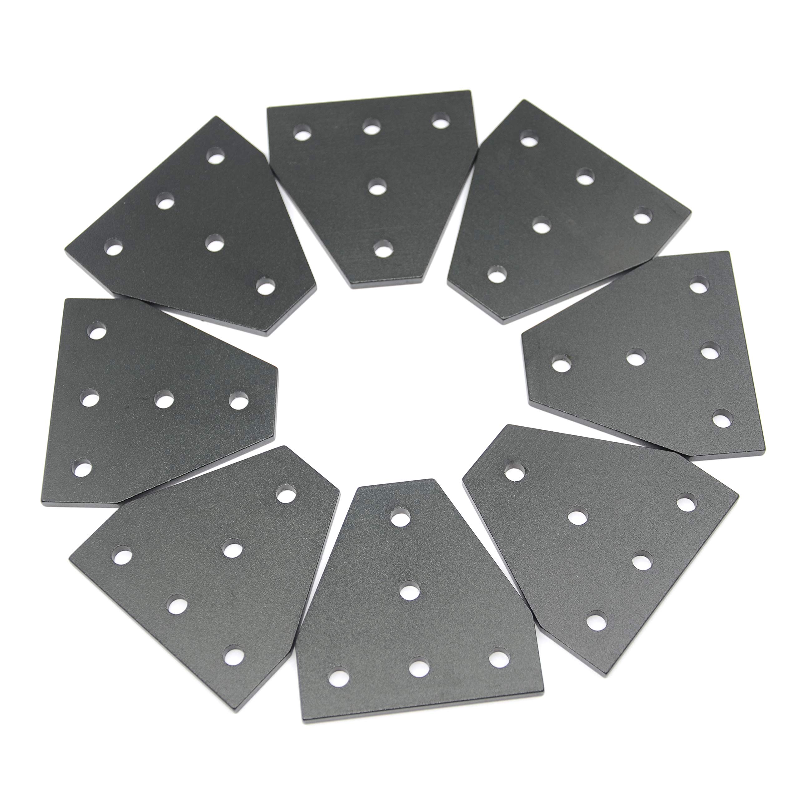 Zeberoxyz 8 STÜCKE Schwarz T-Form-Eckwinkelplatte, 5-Loch 90-Grad-Verbindungsbrettplatte für Schlitz 6 mm 2020 Serie Aluminiumprofil 3D-Druckerrahmen (8 STÜCKE Schwarz-T)