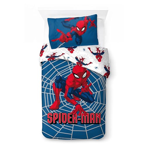 Character World Disney Offizielles Spiderman-Bettwäsche-Set für Einzelbett, wendbar, zweiseitig, inklusive passendem Kissenbezug, Motiv: Kriminalbekämpfer, Einzelbett-Set