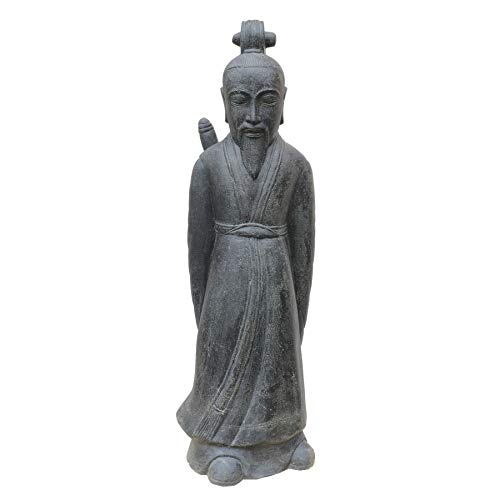 STONE art & more Japanischer Samurai, Chinesischer Krieger, H 160 cm, Steinfigur, Steinguss, schwarz antik, frostfest