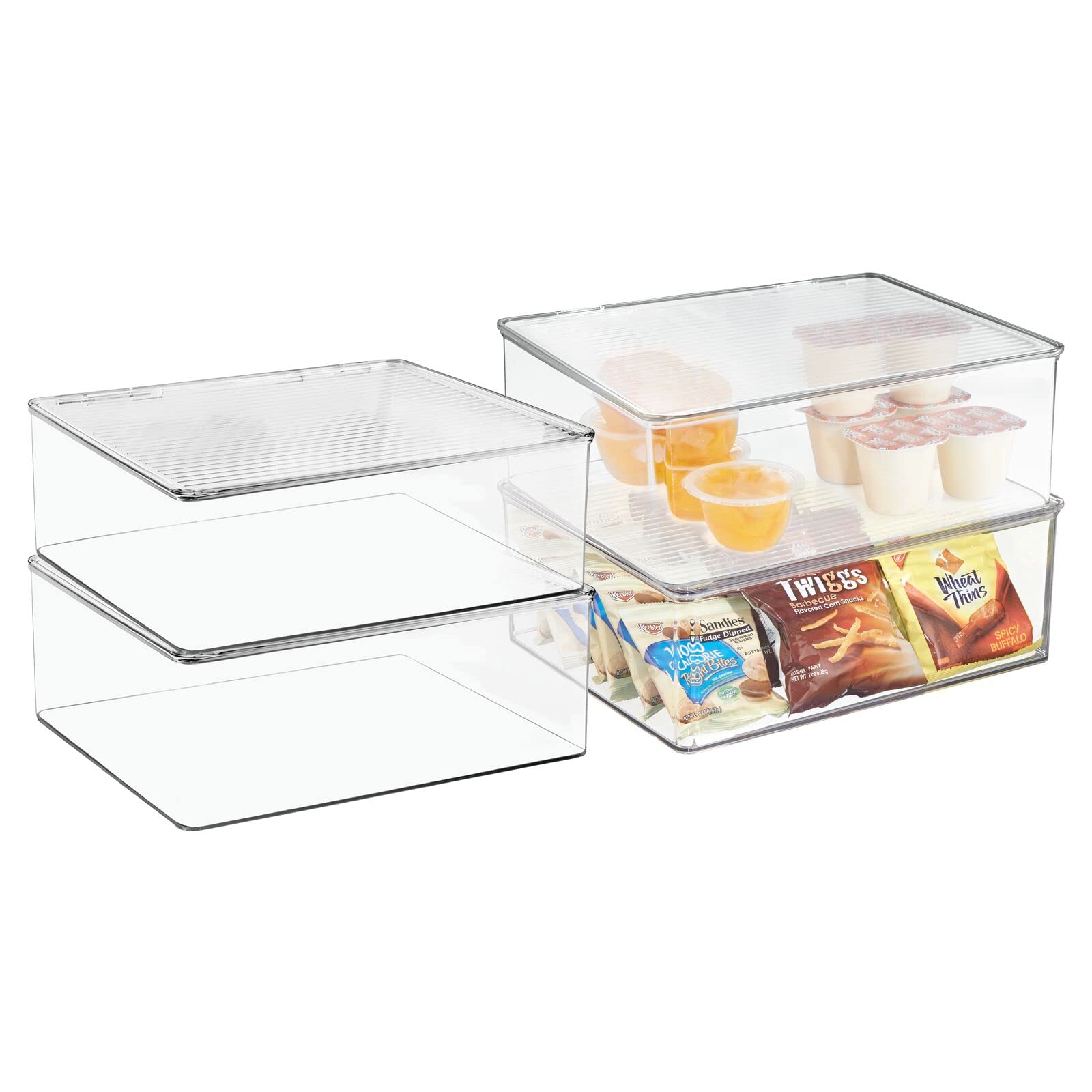 mDesign 4er-Set Aufbewahrungsbox mit Deckel für den Kühlschrank – Frischhaltedose aus Kunststoff – Brotdose für Babynahrung und andere Lebensmittel – durchsichtig