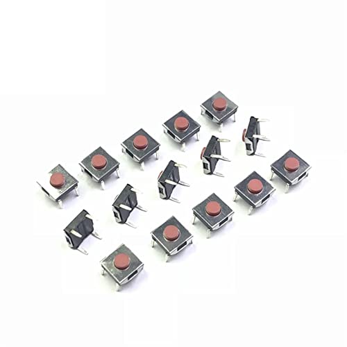 elektronischer Schalter 20/50/100 Stück 6 x 6 x 3,1 mm DIP – 4-polige Füße, steckbarer Touch-Mikroschalter, Drucktastenschalter, rot, 6 x 6 x 6 x 3,1 mm, Taktschalter