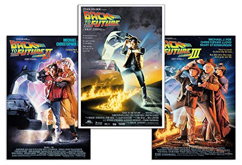 Close Up Zurück in die Zukunft Poster 3er-Set Filmplakate (68,5cm x 101,5cm) + 2 St. Schwarze Posterleisten mit Aufhängung