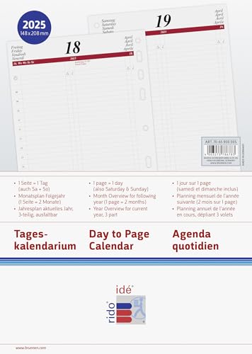 rido/idé Tageskalendarium Timing 1 (2025), 1 Seite = 1 Tag, A5, 448 Seiten