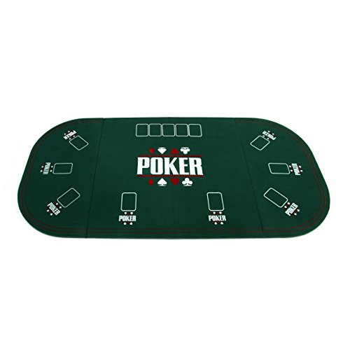 Nexos Faltbare Tischauflage Casino Pokertisch Pokerauflage Holzverstärkt klappbar 160 x 80 cm bis zu 9 Spieler grüner Filzbezug