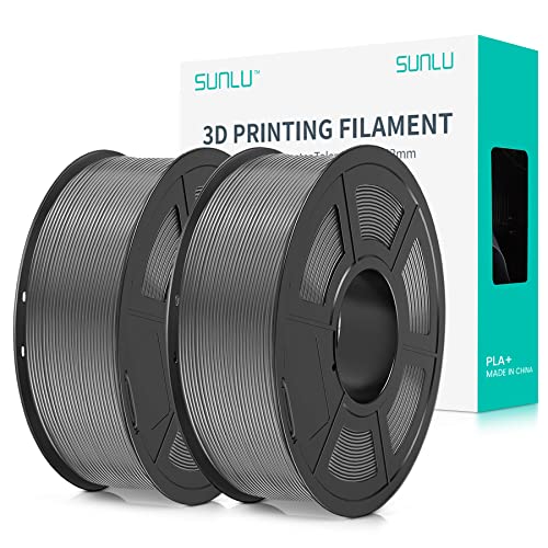 SUNLU PLA+ Filament 1.75mm 2KG, PLA Plus 3D Drucker Filament, Stärker belastbar, Neatly Wound,2 Spool 3D Druck PLA+ Filament, Maßgenauigkeit +/- 0.02mm, Grau+Grau