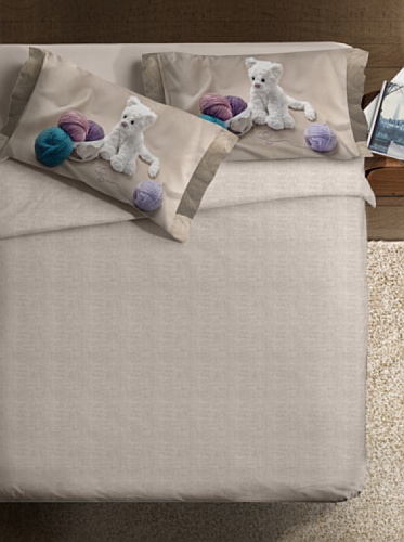 Ipersan Bettbezug Set "Fine Art" My Sweet cat Farbe grau/weiß 255x240cm
