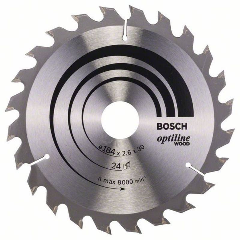 Bosch Kreissägeblatt Optiline Wood für Handkreissägen, 184 x 30 x 2,6 mm, 24 2608640610