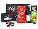 Geschenkset "Vatertag" | Männer Geschenk mit Wein, Lindt Pralinen, Schokolade & Grußkarte zum Herrentag, Männertag