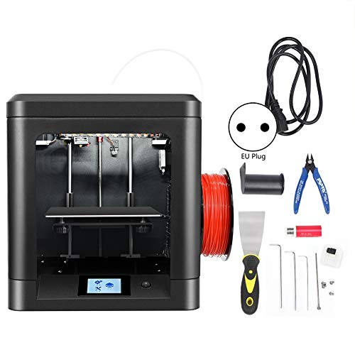 3D Druckmaschine, Tragbarer 3D Drucker mit Chinesischem/Englischem Bildschirm Metallplattenkörper XY Linearführung(EU Plug 220V -Schwarze Unterkante + schwarzer Körper)