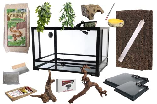 M&S Reptilien Komplettset Deluxe: Für Nattern (120x60x60cm) (Änderung) Terrarium mit Holz-Terrarium