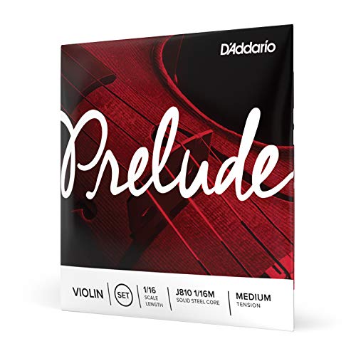 D'Addario Prelude Geigensaiten - Saiten für Violine - J810-1/16M Violine Saiten Kohlefaserstahl/Nickel 1/16 Medium